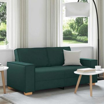 vidaXL Canapea cu 2 locuri, verde închis, 140 cm, material textil