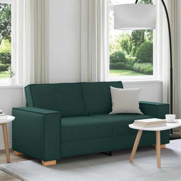 vidaXL Canapea cu 2 locuri, verde închis, 180x78x84 cm, material textil