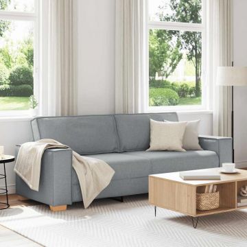 vidaXL Canapea cu 3 locuri, gri deschis, 220x78x84 cm, material textil