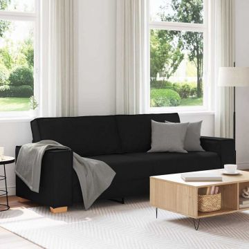 vidaXL Canapea cu 3 locuri, neagră, 180 cm, material textil