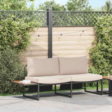 vidaXL Canapea de grădină cu pernă Maro 200.5 x 70 x 85.5cm Metal