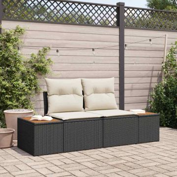 vidaXL Canapea de grădină Negru 184 x 62 x 85cm poliratan