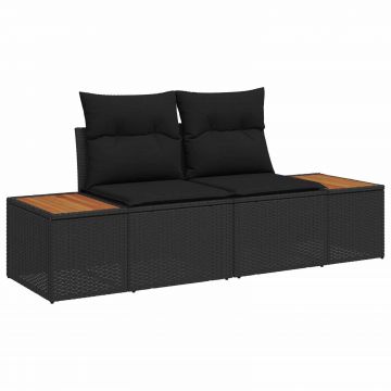 vidaXL Canapea de grădină Negru 184 x 62 x 85cm poliratan