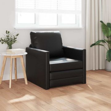 vidaXL Canapea de podea Negru 74 x 77 x 81 cm Piele artificială