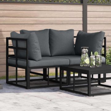 vidaXL Mobilier pentru Exterior cu pernă cu pernă Negru Aluminiu