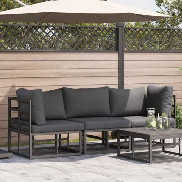 vidaXL Mobilier pentru Exterior cu pernă cu pernă Negru Aluminiu