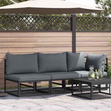 vidaXL Mobilier pentru Exterior cu pernă cu pernă Negru Aluminiu