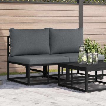 vidaXL Mobilier pentru Exterior cu pernă cu pernă Negru Aluminiu