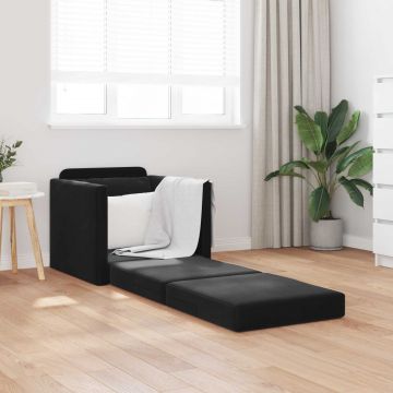vidaXL Pat canapea Negru 74 x 77 x 81 cm Catifea