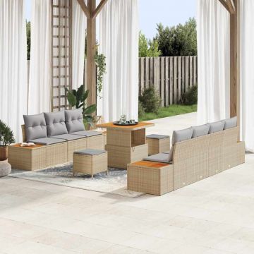 vidaXL Set de canapele pentru grădină 10 pcs Beige și gri deschis
