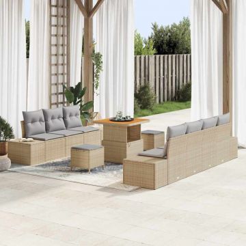 vidaXL Set de canapele pentru grădină 10 pcs Beige și gri deschis