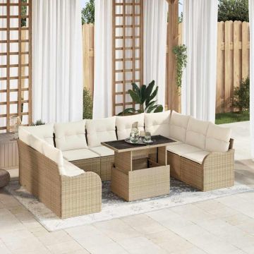 vidaXL Set de canapele pentru grădină 10 pcs Bej 100 x 55 x 73 cm