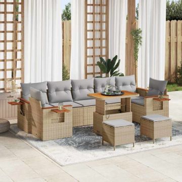 vidaXL Set de canapele pentru grădină 10 pcs Bej 90 x 55 x 71 cm