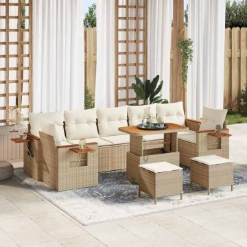 vidaXL Set de canapele pentru grădină 10 pcs Bej 90 x 55 x 71 cm