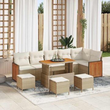 vidaXL Set de canapele pentru grădină 10 pcs Bej și crem