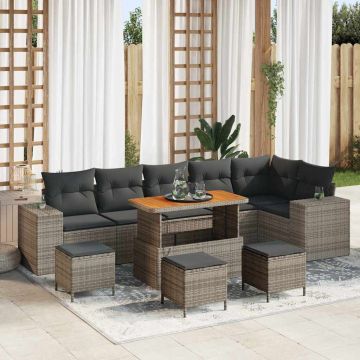vidaXL Set de canapele pentru grădină 10 pcs Gri 110 x 55 x 71 cm