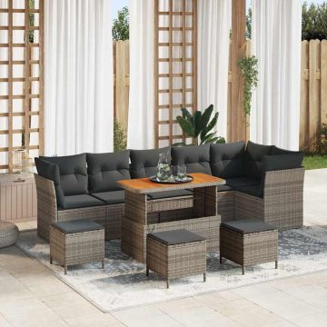 vidaXL Set de canapele pentru grădină 10 pcs Gri 110 x 55 x 71 cm