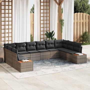 vidaXL Set de canapele pentru grădină 10 pcs Gri 344 x 209 x 85 cm