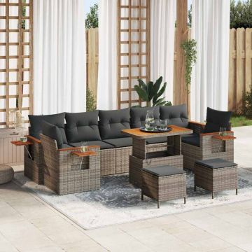 vidaXL Set de canapele pentru grădină 10 pcs Gri 90 x 55 x 71 cm
