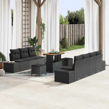 vidaXL Set de canapele pentru grădină 10 pcs Negru 90 x 55 x 71 cm
