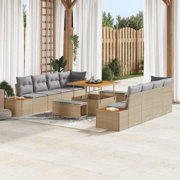 vidaXL Set de canapele pentru grădină 11 pcs Beige și gri deschis