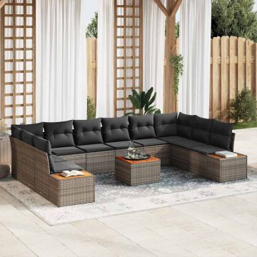 vidaXL Set de canapele pentru grădină 11 pcs Gri 344 x 209 x 85 cm