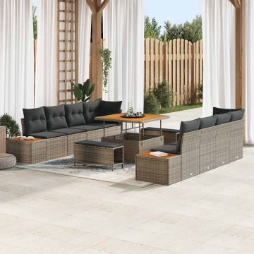 vidaXL Set de canapele pentru grădină 11 pcs Gri deschis și gri închis