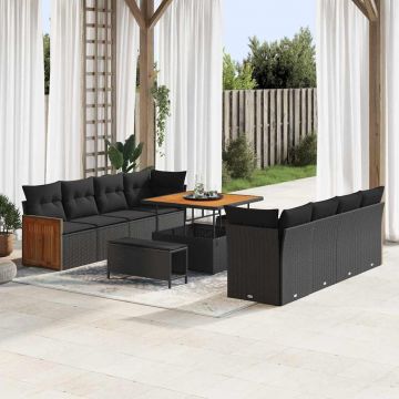 vidaXL Set de canapele pentru grădină 11 pcs Negru 100 x 100 x 71 cm