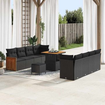 vidaXL Set de canapele pentru grădină 11 pcs Negru 80 x 80 x 71 cm