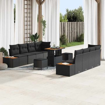 vidaXL Set de canapele pentru grădină 11 pcs Negru 90 x 55 x 71 cm