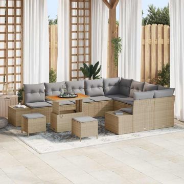 vidaXL Set de canapele pentru grădină 12 pcs Beige și gri deschis