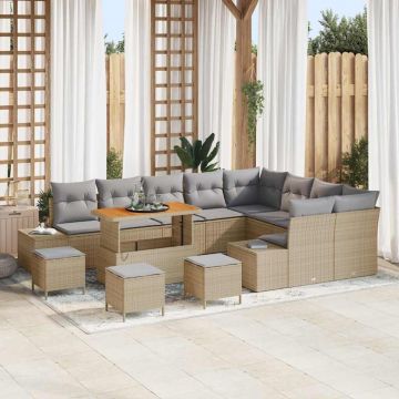 vidaXL Set de canapele pentru grădină 12 pcs Beige și gri deschis