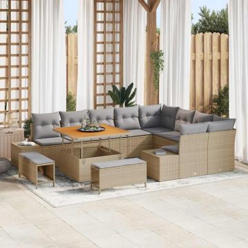 vidaXL Set de canapele pentru grădină 12 pcs Beige și gri deschis