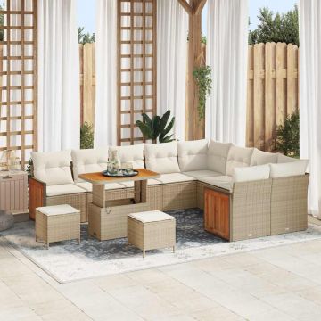 vidaXL Set de canapele pentru grădină 12 pcs Bej și crem