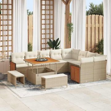 vidaXL Set de canapele pentru grădină 12 pcs Bej și crem