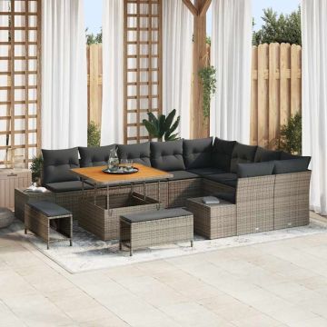 vidaXL Set de canapele pentru grădină 12 pcs Gri deschis și gri închis