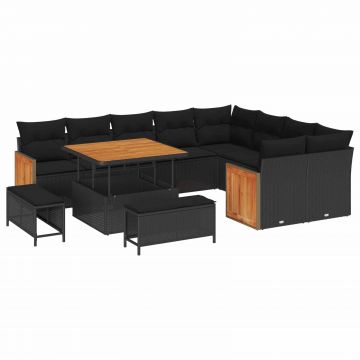 vidaXL Set de canapele pentru grădină 12 pcs Negru 100 x 100 x 71 cm