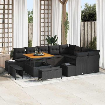 vidaXL Set de canapele pentru grădină 12 pcs Negru 100 x 100 x 71 cm