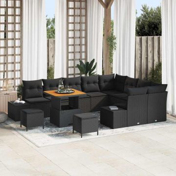 vidaXL Set de canapele pentru grădină 12 pcs Negru 80 x 80 x 71 cm