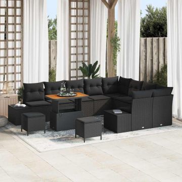 vidaXL Set de canapele pentru grădină 12 pcs Negru 90 x 55 x 71 cm