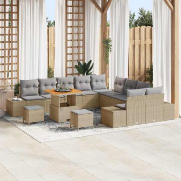 vidaXL Set de canapele pentru grădină 13 pcs Beige și gri deschis