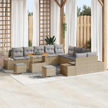 vidaXL Set de canapele pentru grădină 13 pcs Beige și gri deschis