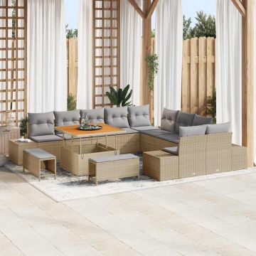 vidaXL Set de canapele pentru grădină 13 pcs Beige și gri deschis