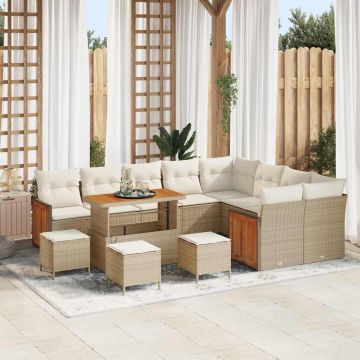 vidaXL Set de canapele pentru grădină 13 pcs Bej și crem