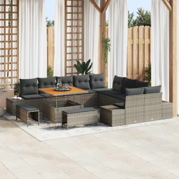 vidaXL Set de canapele pentru grădină 13 pcs Gri deschis și gri închis