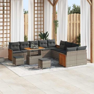 vidaXL Set de canapele pentru grădină 13 pcs Gri și gri închis