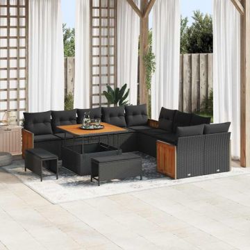 vidaXL Set de canapele pentru grădină 13 pcs Negru 100 x 100 x 71 cm