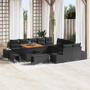 vidaXL Set de canapele pentru grădină 13 pcs Negru 100 x 100 x 71 cm