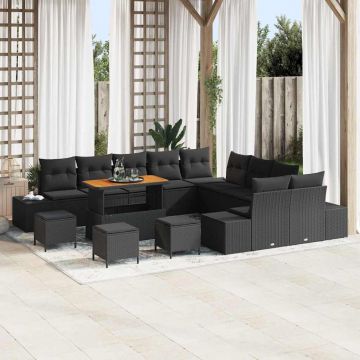 vidaXL Set de canapele pentru grădină 13 pcs Negru 110 x 55 x 71 cm