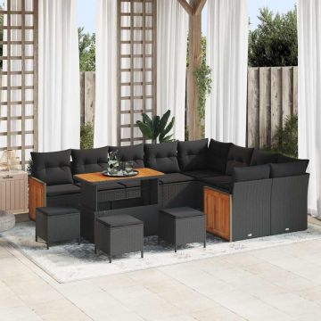 vidaXL Set de canapele pentru grădină 13 pcs Negru 110 x 55 x 71 cm